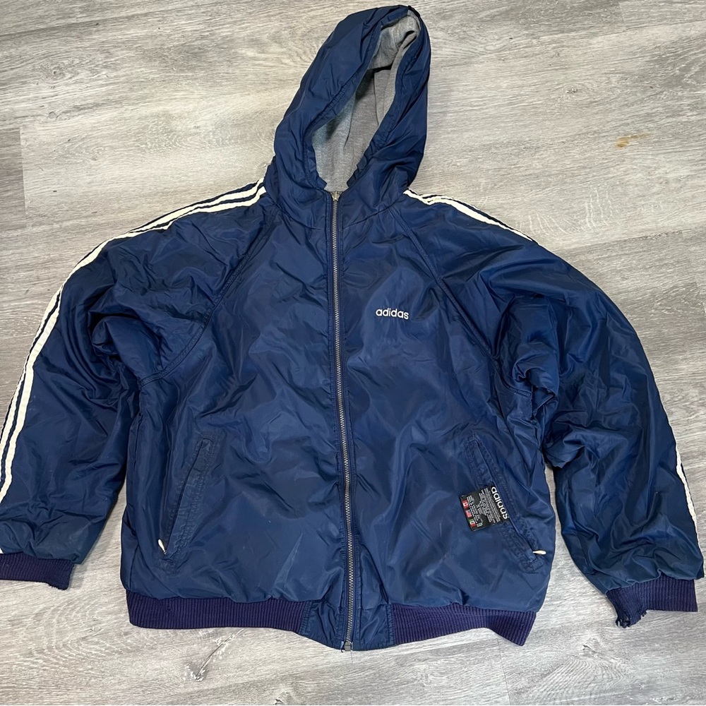 Adidas Men's Blue Hooded Jacket Size XL